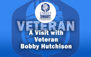 Two-Tone Blue Image - A Brain and Microphone Collide - The Street Smart Mental Health Podcast - A Visit with Veteran Bobbiy Hutchison